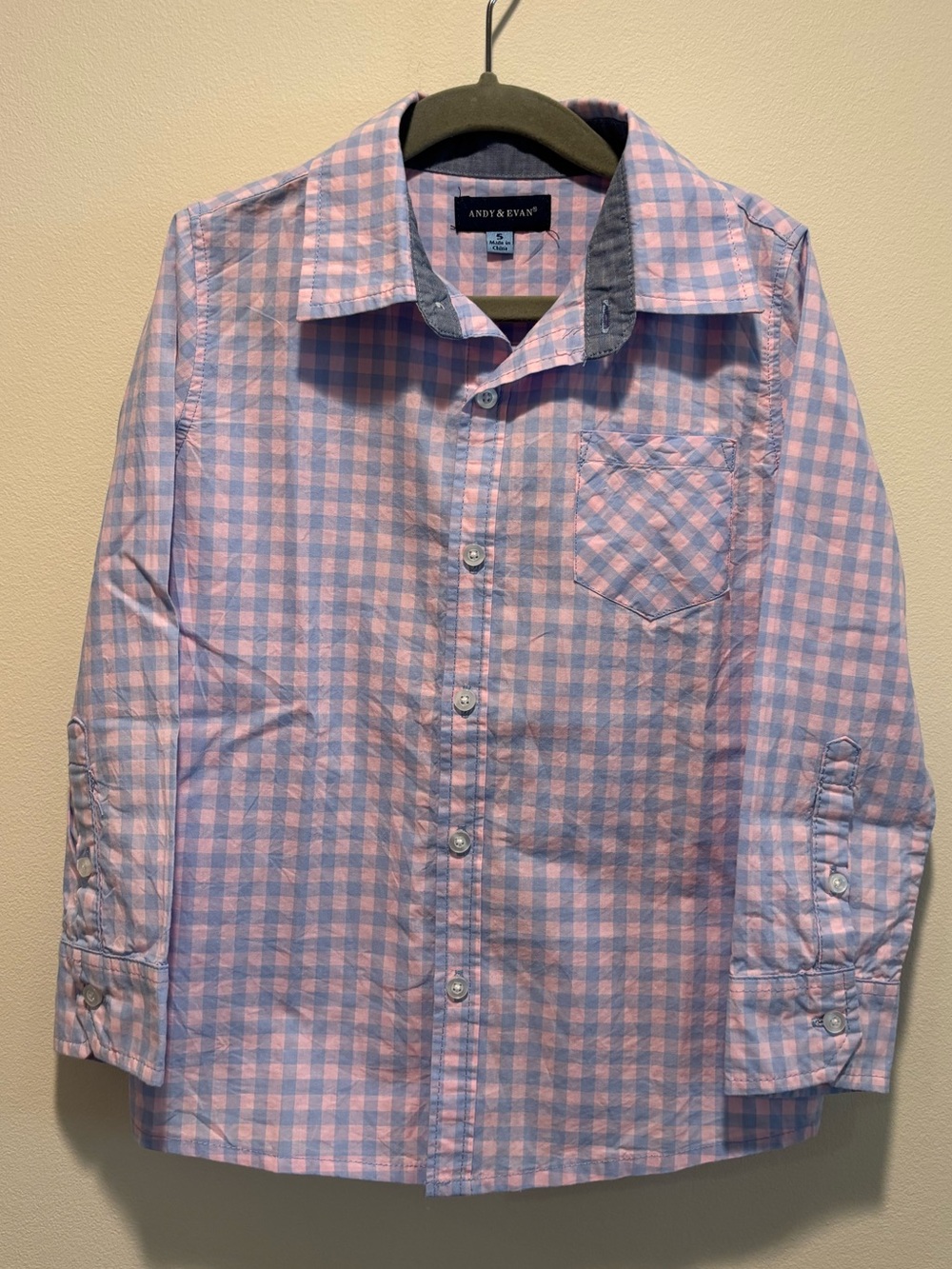 Andy & Evan Pink and Light Blue Gingham Button-Down Shirt
